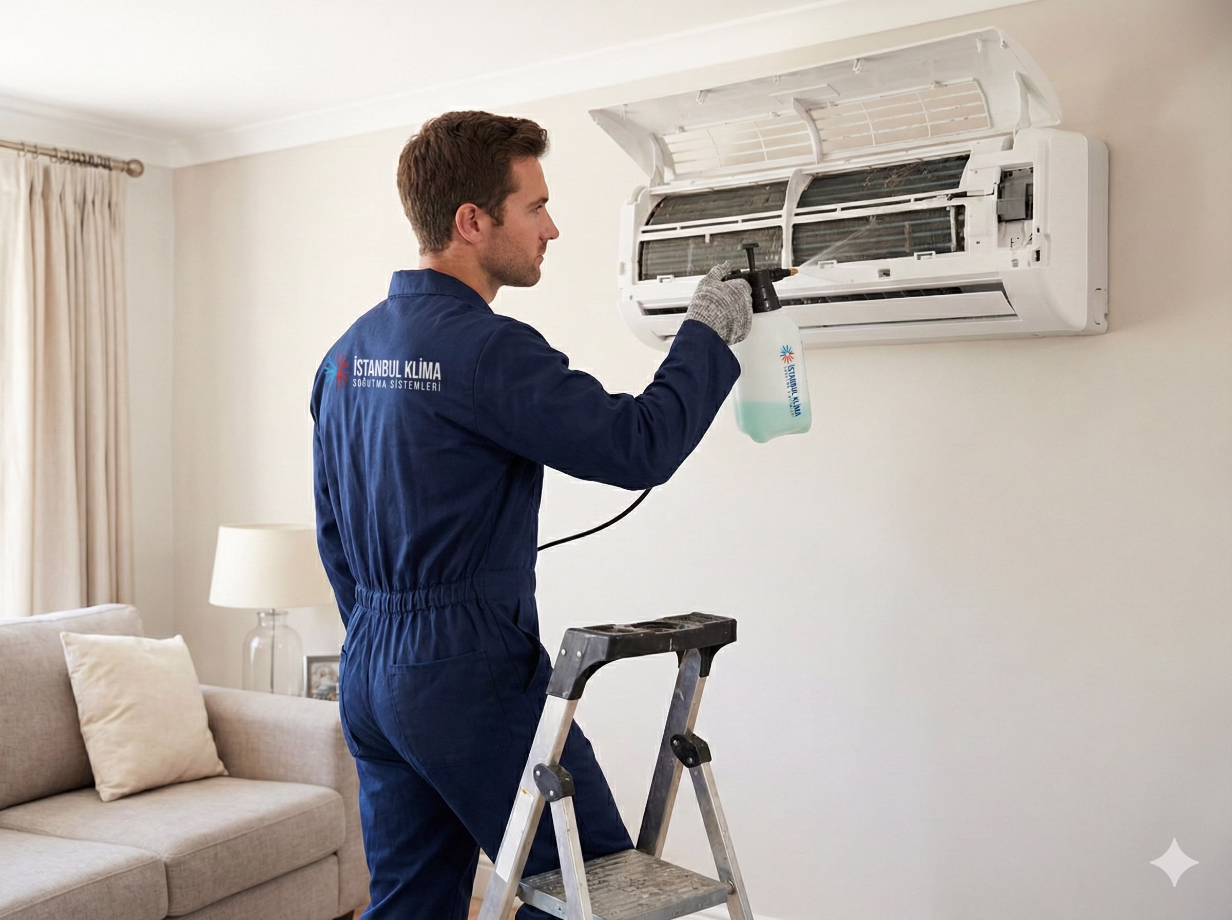 İstanbul profesyonel klima servisi tarafından yapılan detaylı iç ünite klima bakımı ve ilaçlı petek temizliği